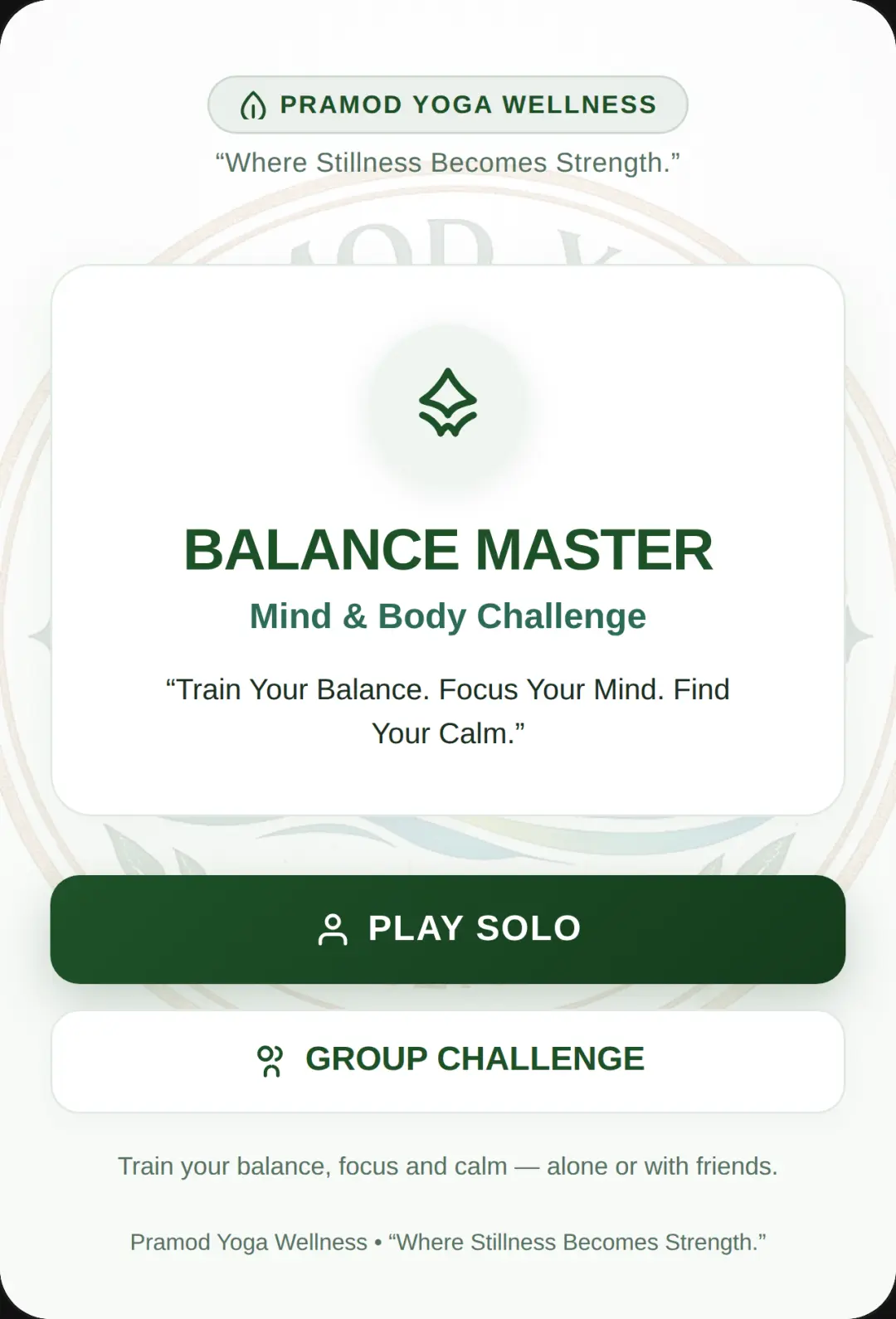BALANCE MASTER — Mind & Body Challenge | Pramod Yoga Wellness cover