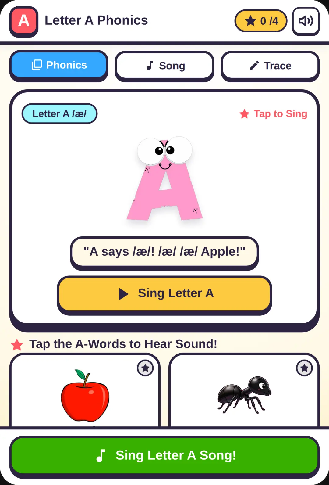 Phonics Letter A Song cover