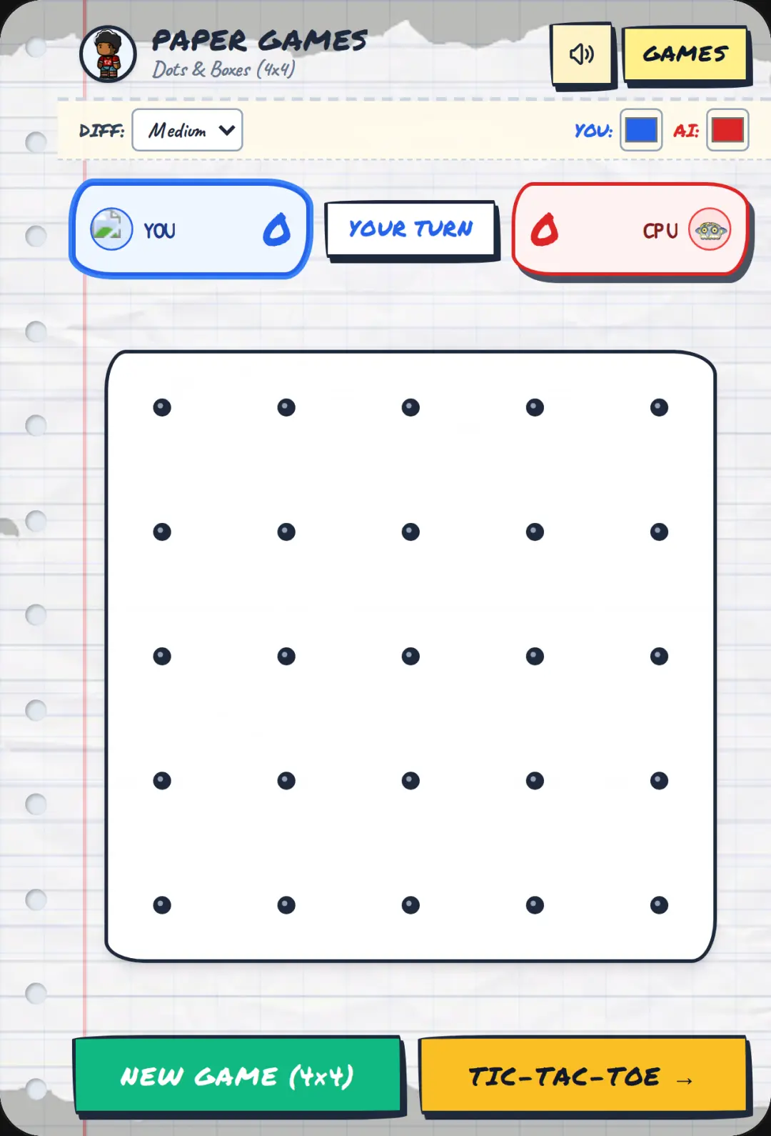 Notebook Paper Games - Dots and Boxes cover
