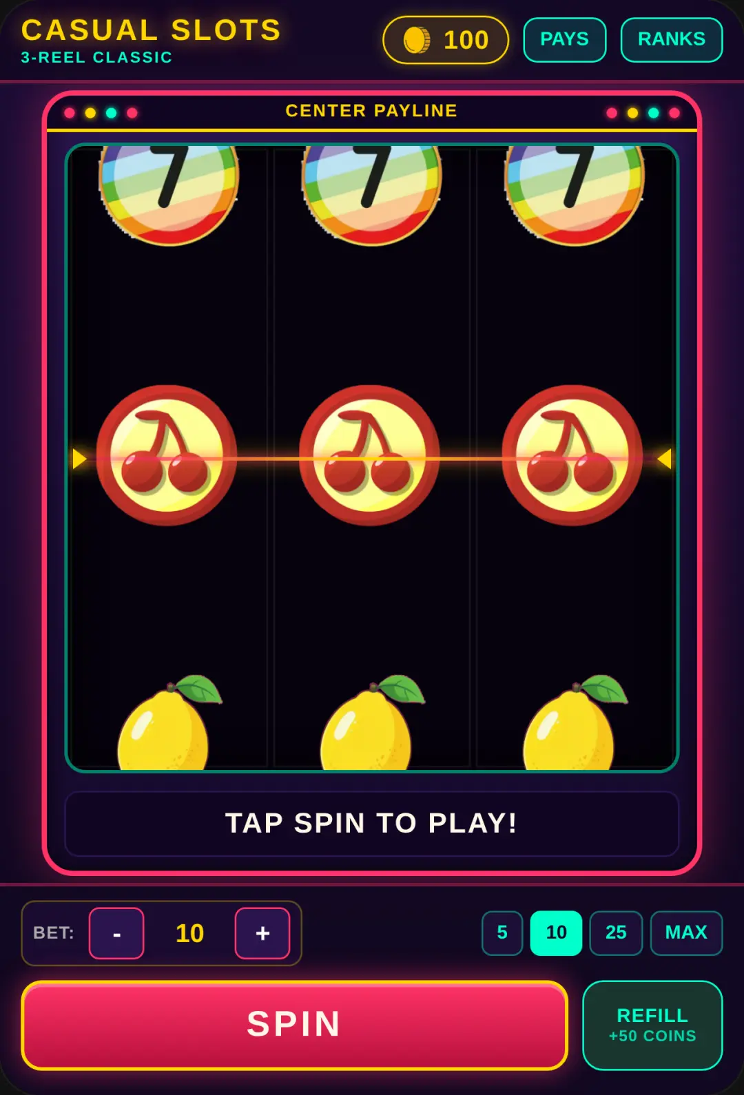 Retro Neon Casual Slots cover