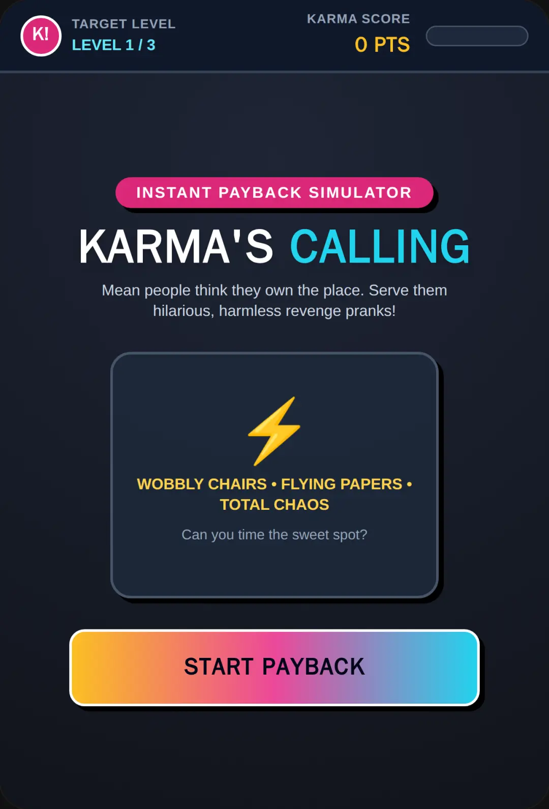 Karma's Calling - Revenge Game cover