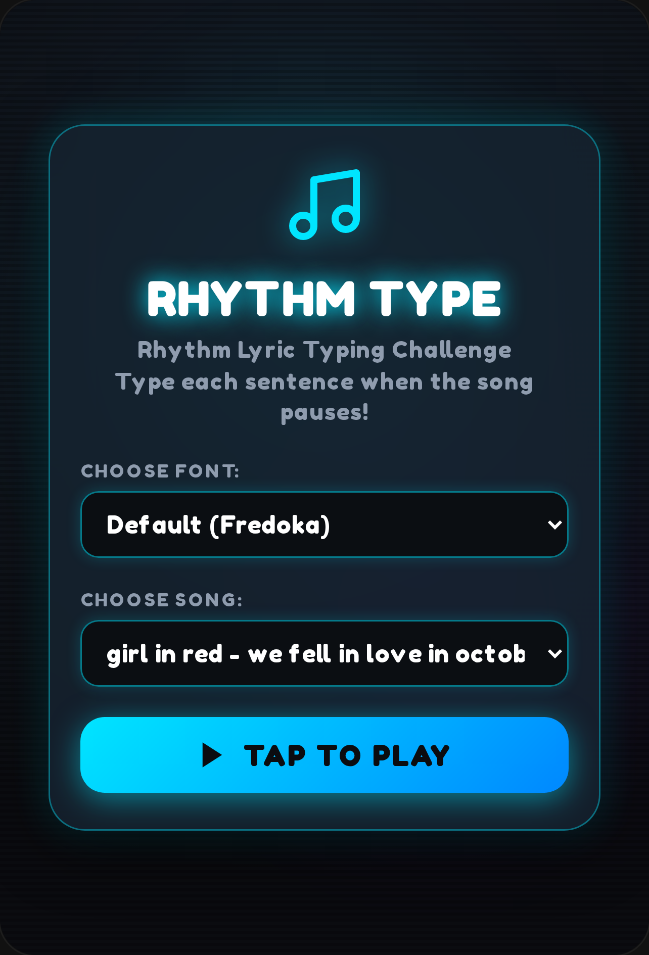 Lyric Typing Challenge cover
