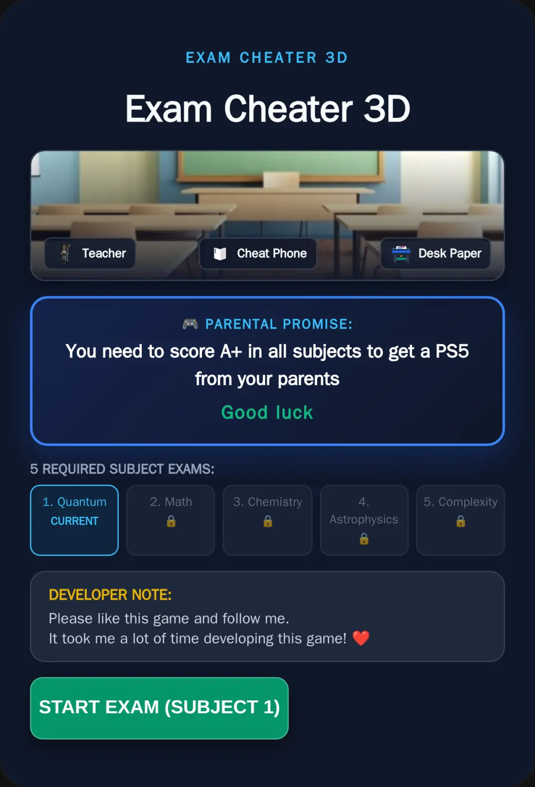 Cheat and get A+ in Exams to get a PS5! cover