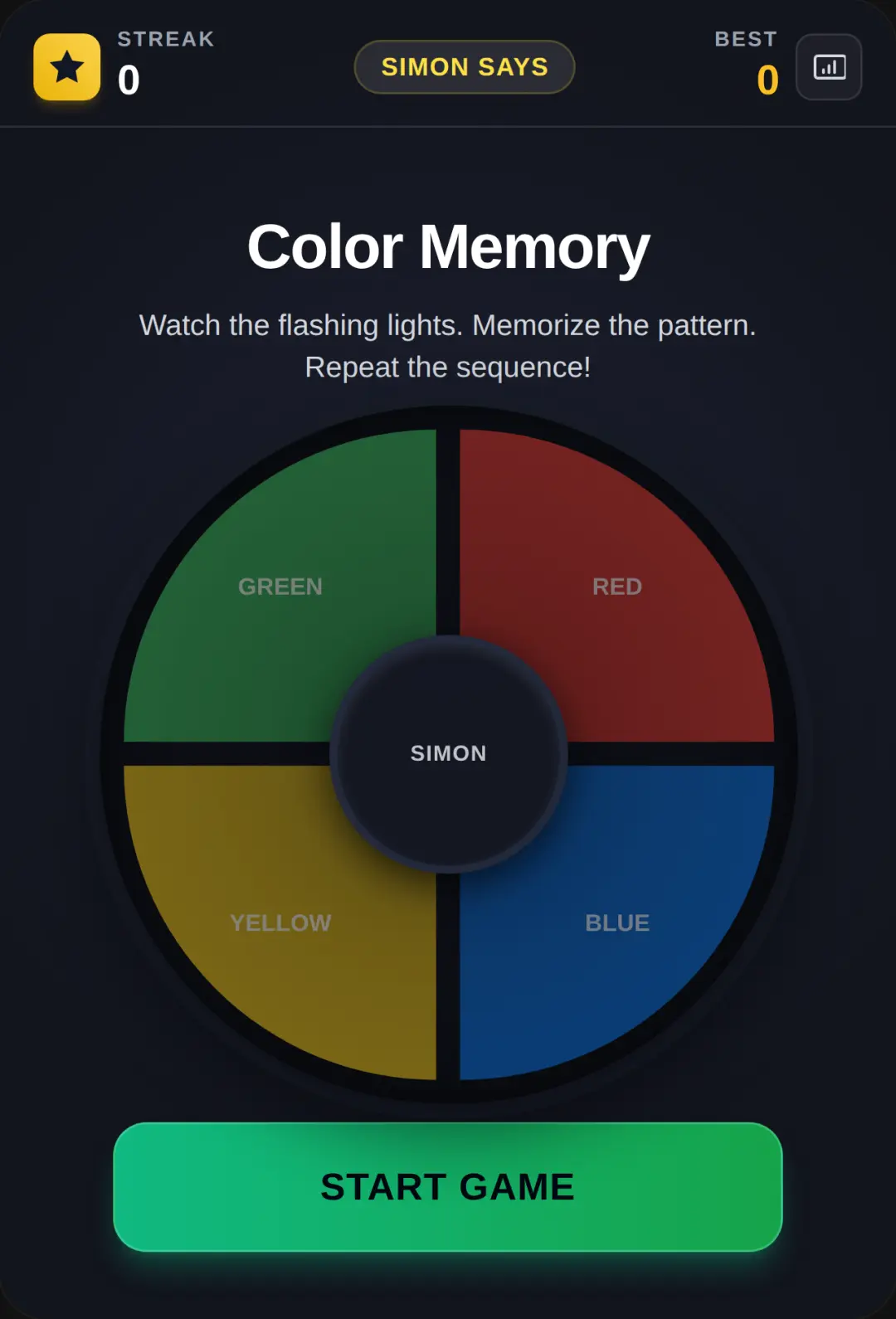 Simons said Color Memory challege cover