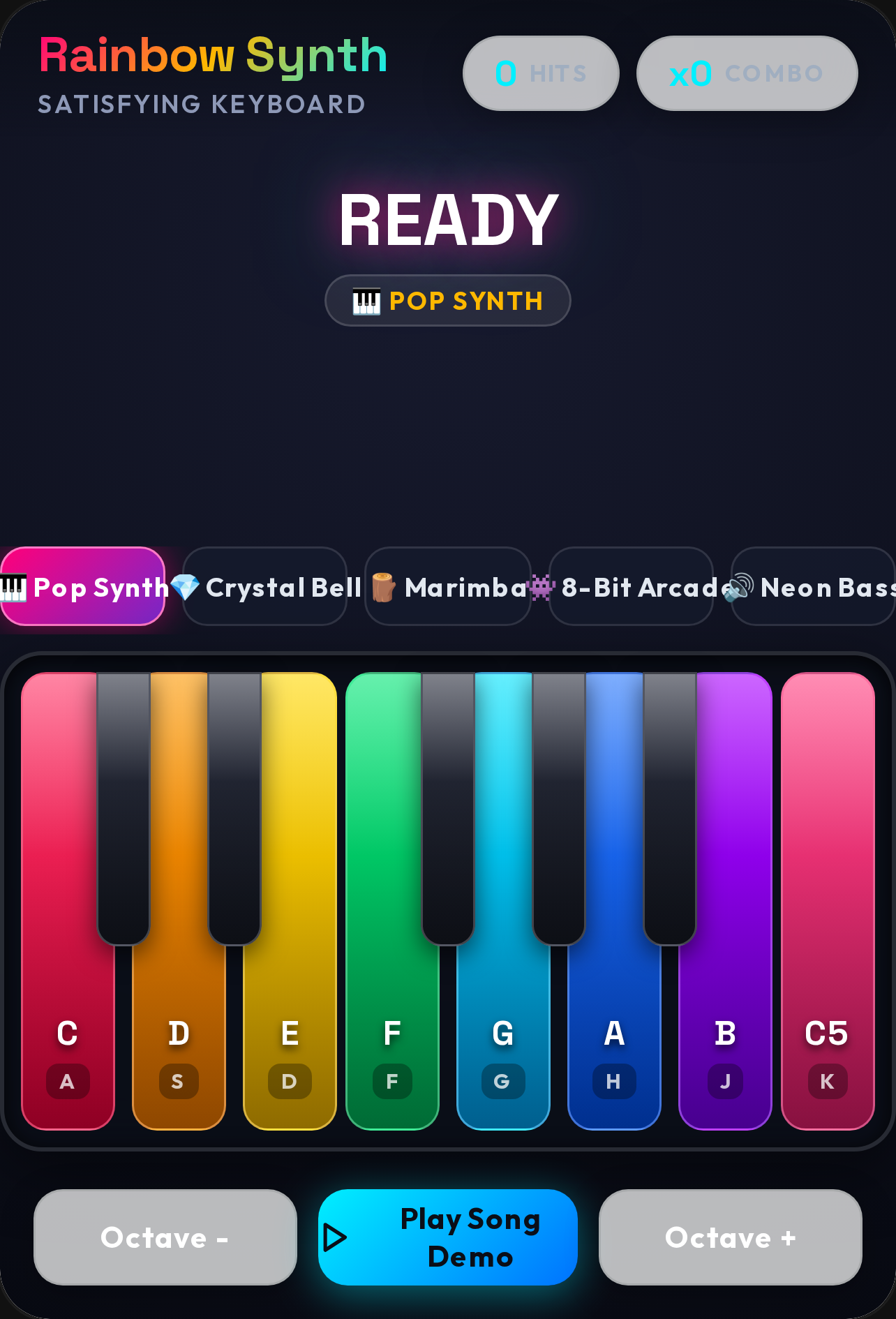 Colorful Satisfying Synth Keyboard cover