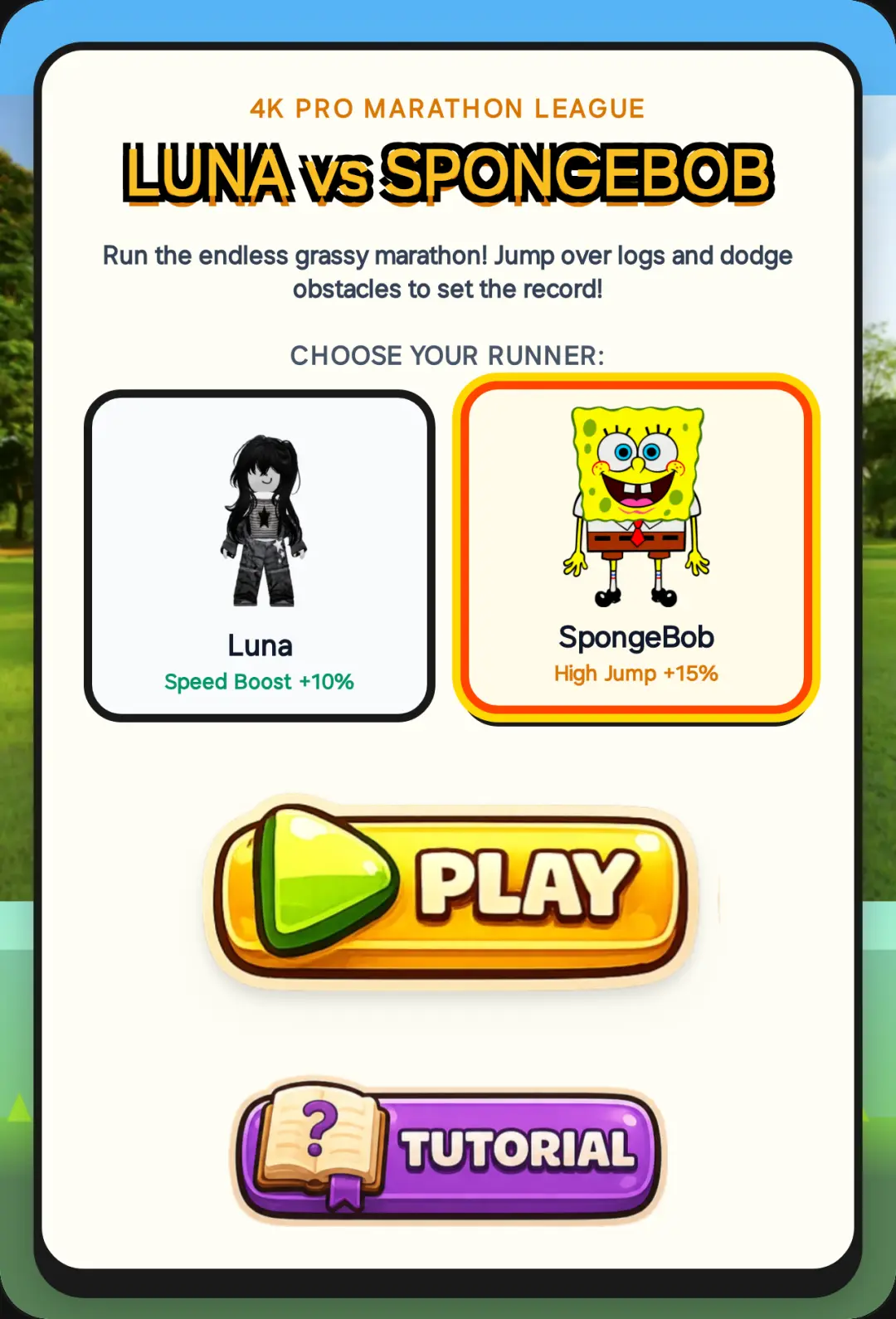 Luna vs SpongeBob Grassy Marathon cover
