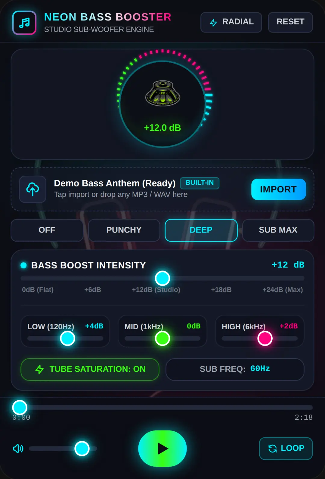 Neon Bass Booster & Audio Player cover