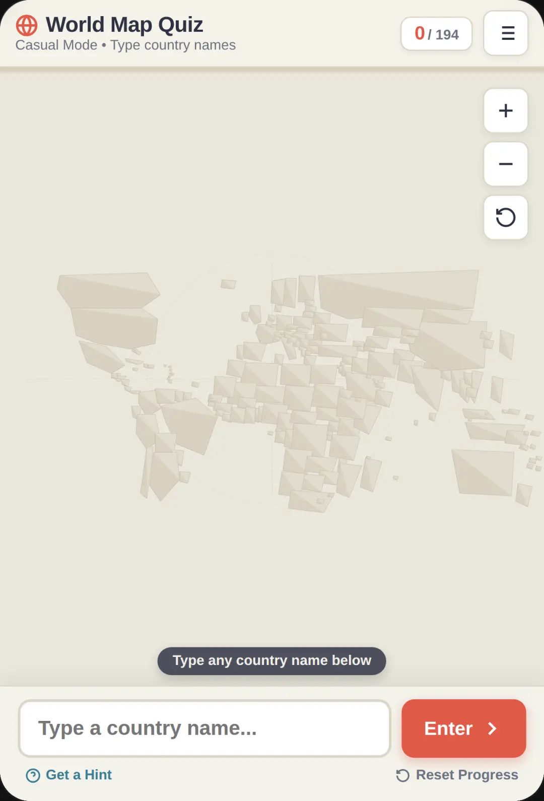 Type The Countries - World Map cover
