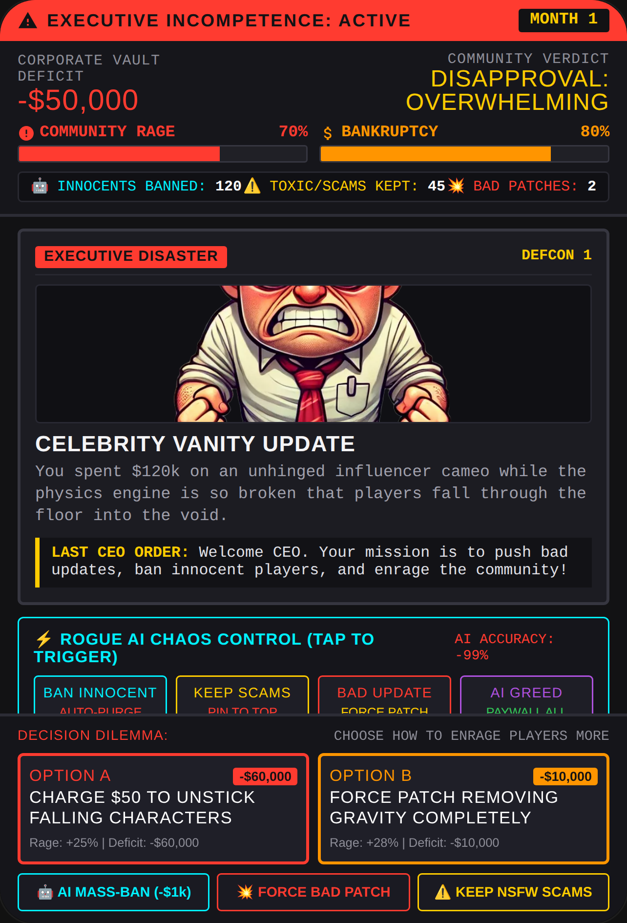 Worst CEO Simulator: AI Chaos Edition cover