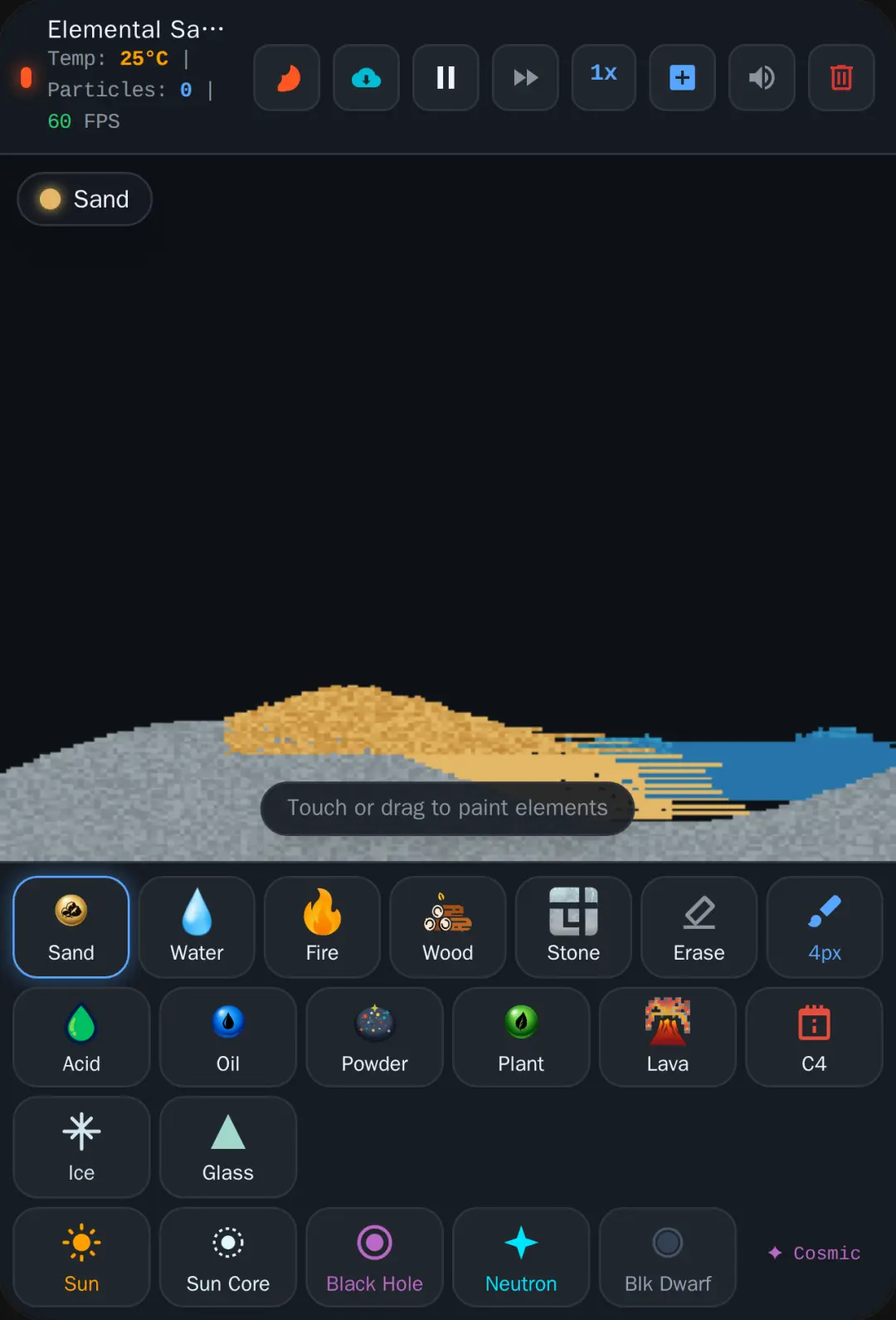 Elemental Sandbox and cosmic