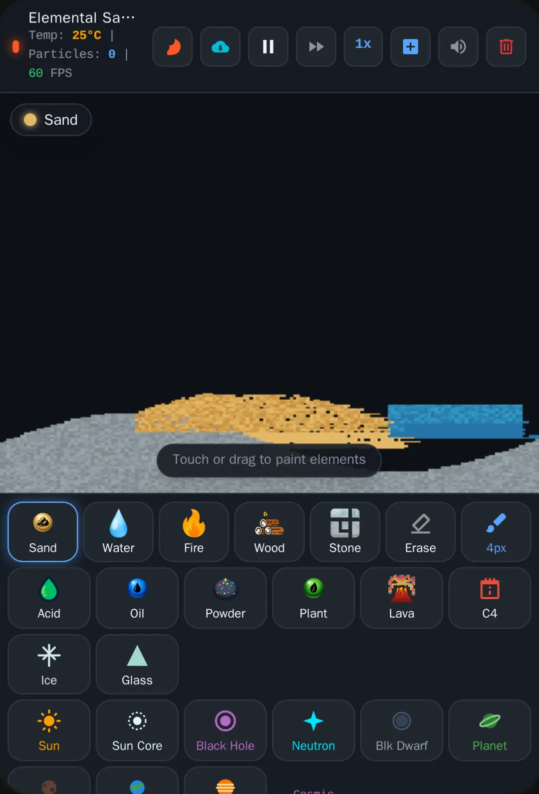 Elemental Sandbox and cosmic