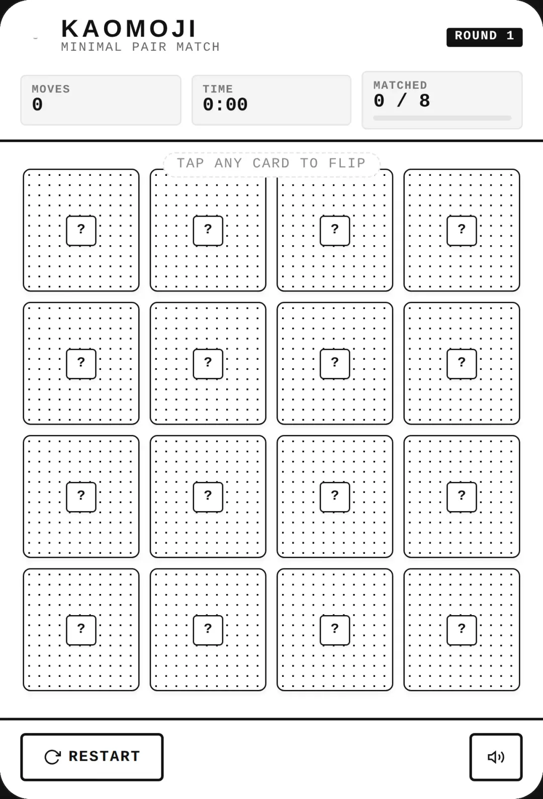 Kaomoji Match — Swiss Minimalist cover