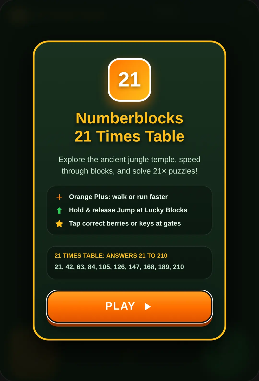 Numberblocks 21 Times Table cover