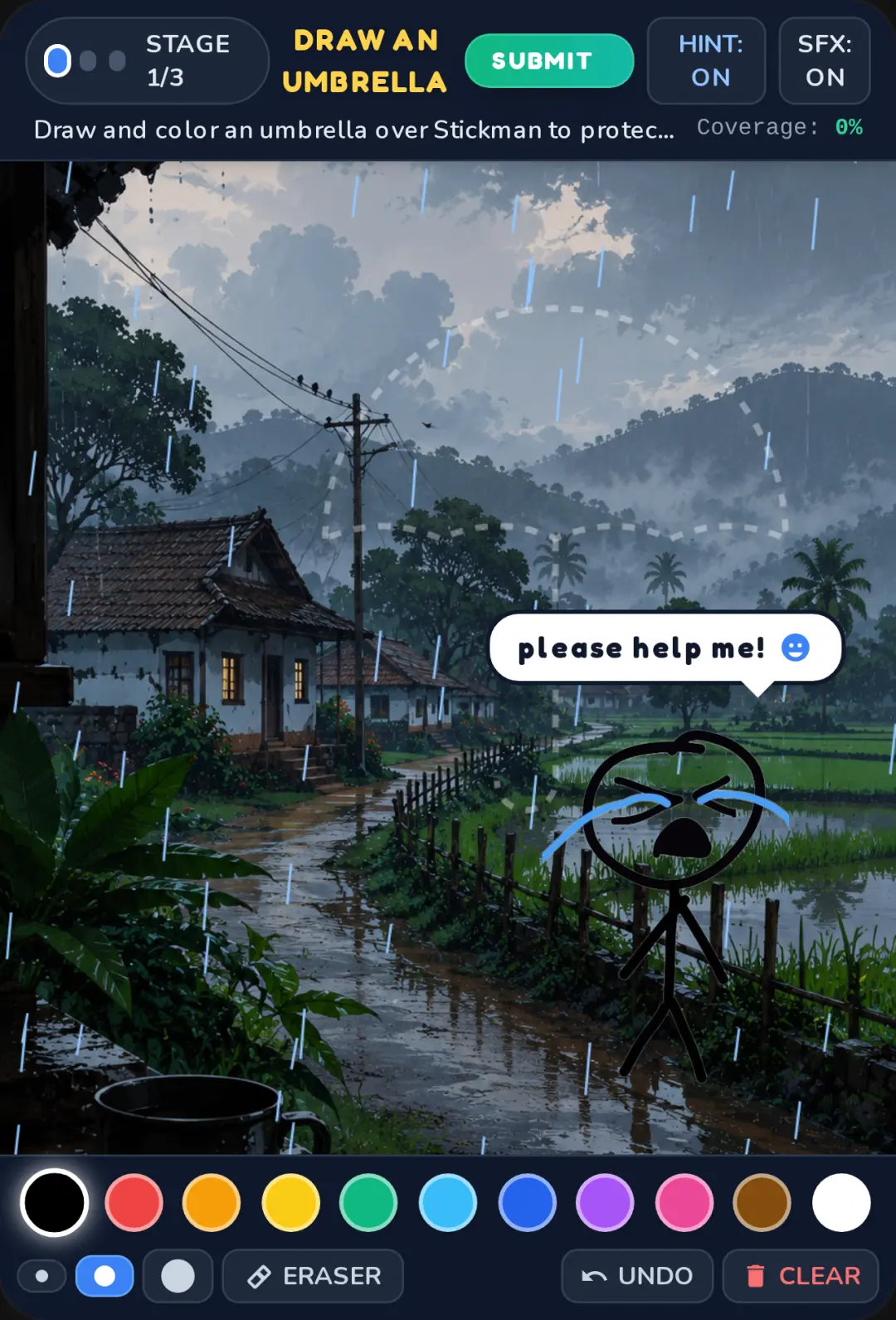 Help the stickman cover