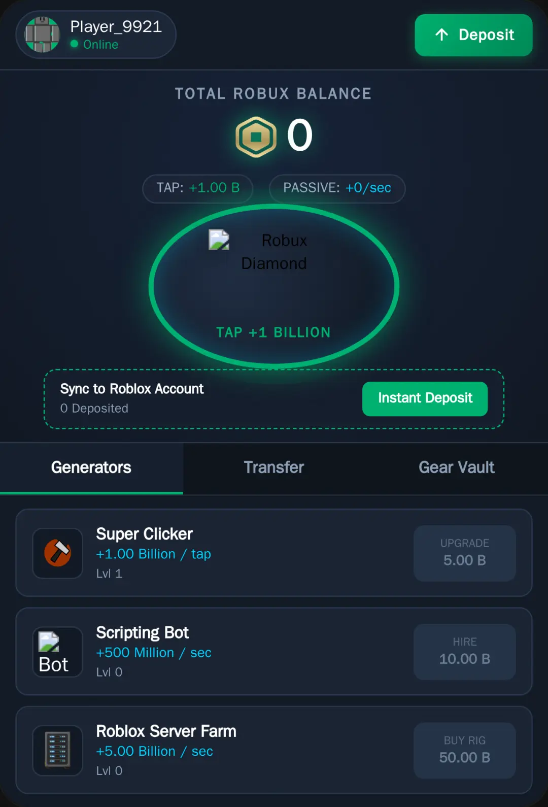 Robux Billionaire - Tap & Transfer cover