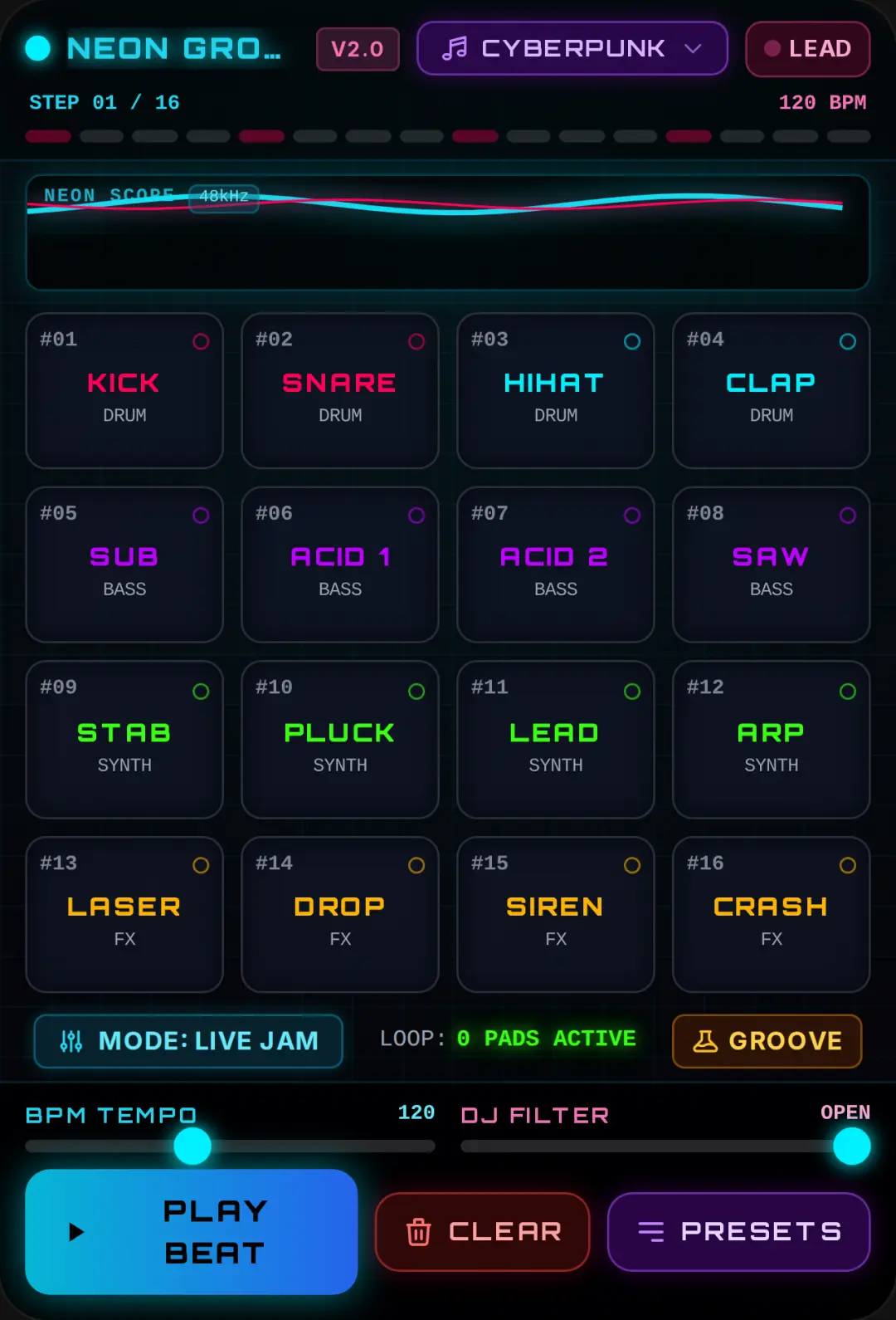 Neon Groove Pad cover