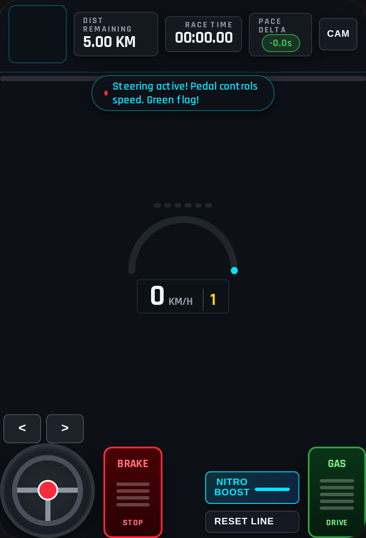 Car race vey simple with 1 Km cover