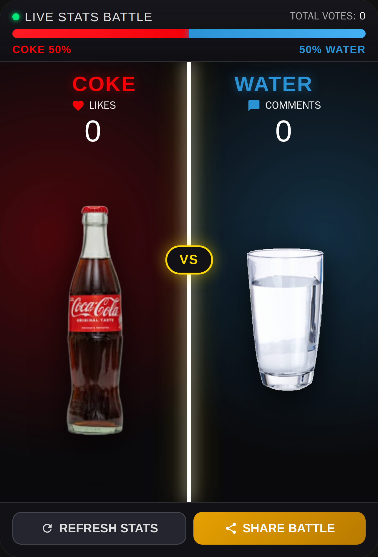COKE VS WATER - LIVE STATS BATTLE cover