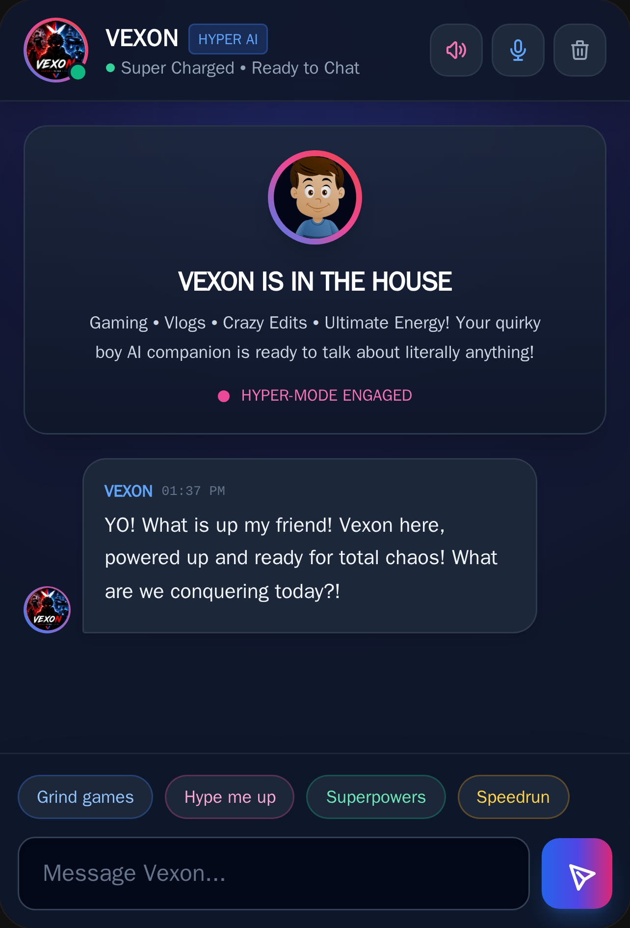 Vexon AI - Hyper-Energetic Companion cover