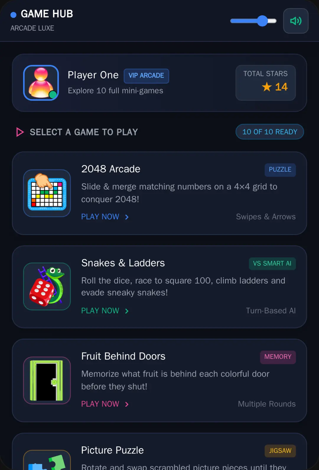Game Hub - Arcade Mini-Game Platform cover