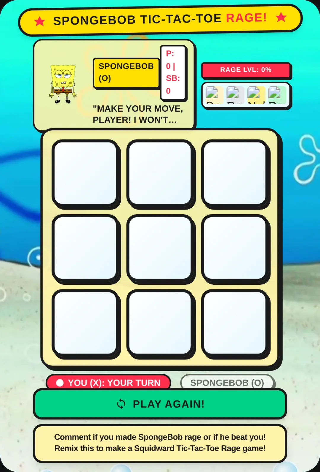 SpongeBob Tic-Tac-Toe RAGE! cover