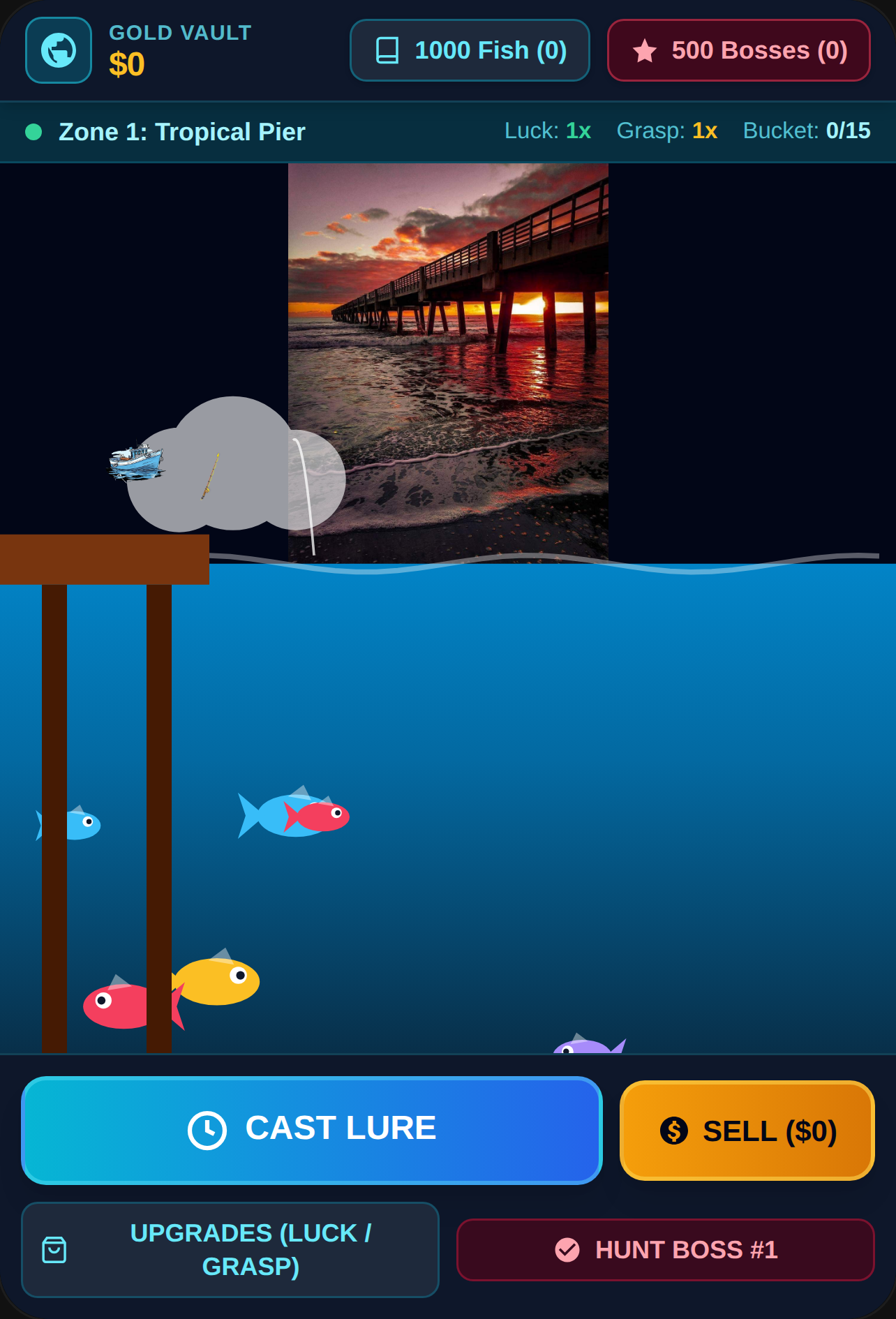 mega fisher with 1000 species of fish and 500 species of boss fish cover