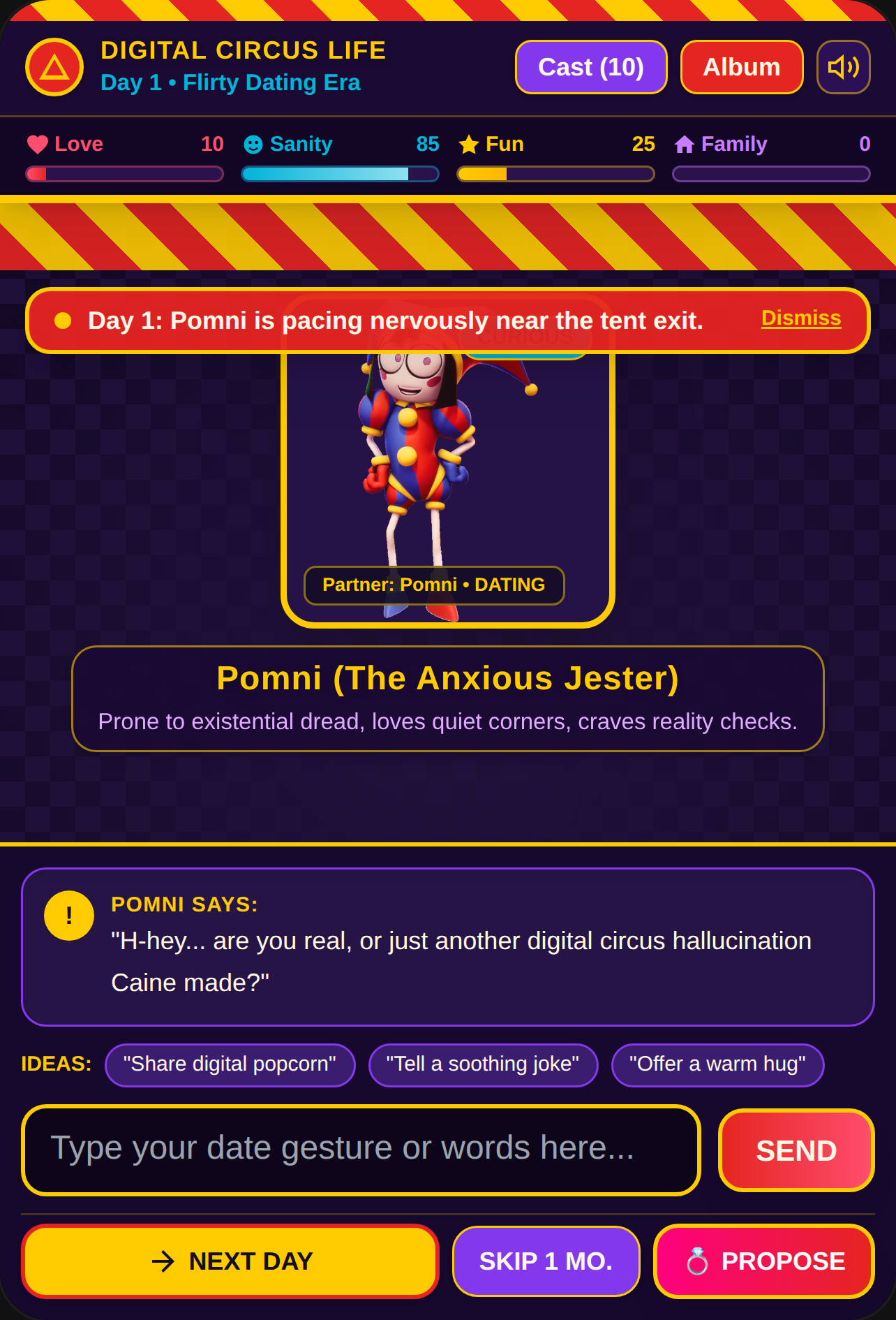 The Amazing Digital Circus: Romance and Life Sim cover