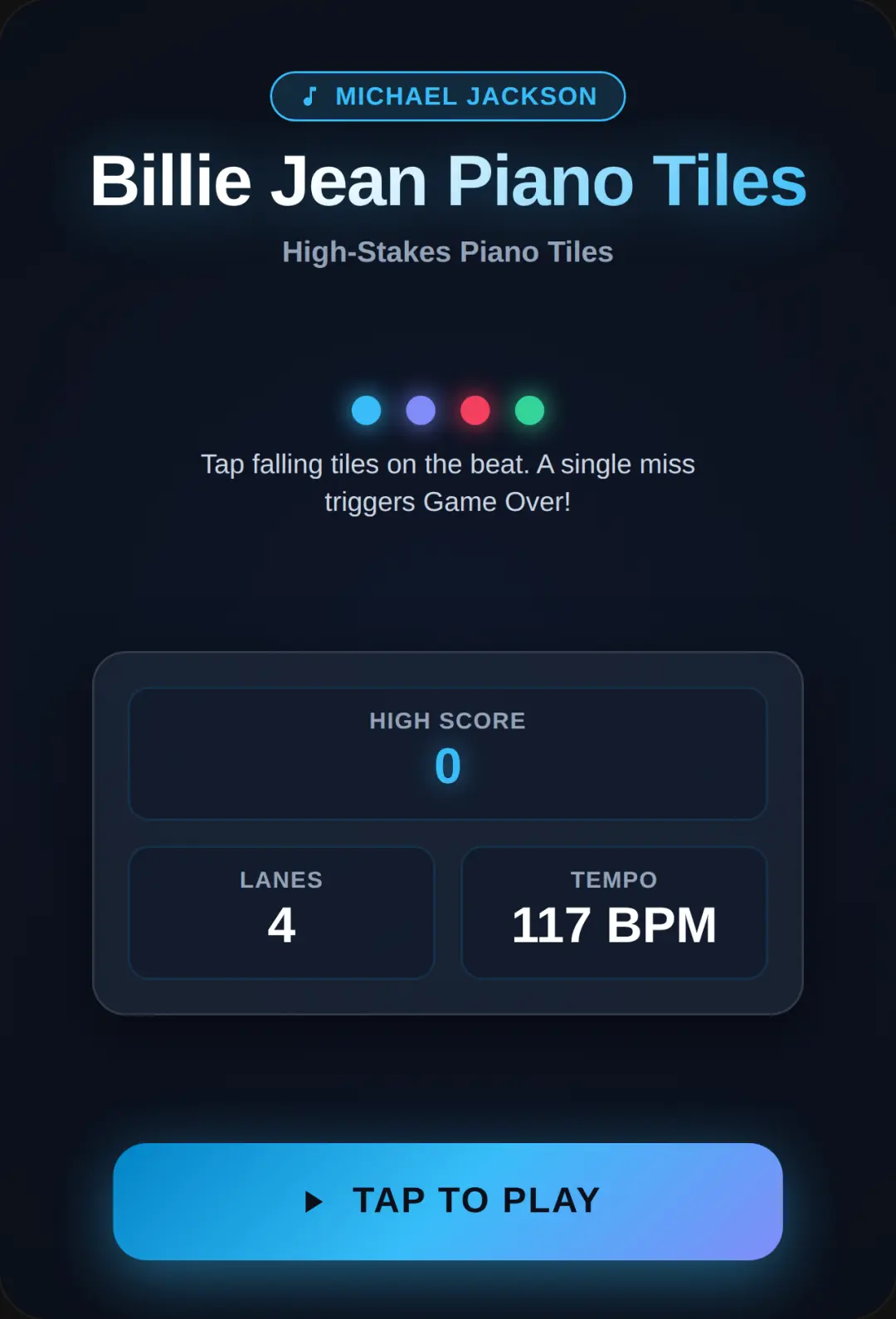 Billie Jean Piano Tiles cover