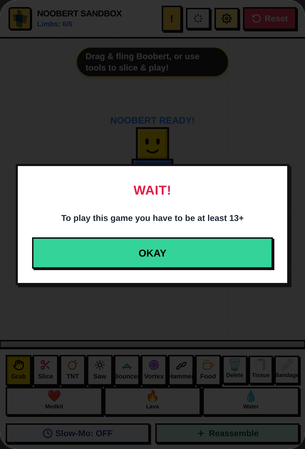Noobert 2D Ragdoll Sandbox (HAMMER) ⚒️