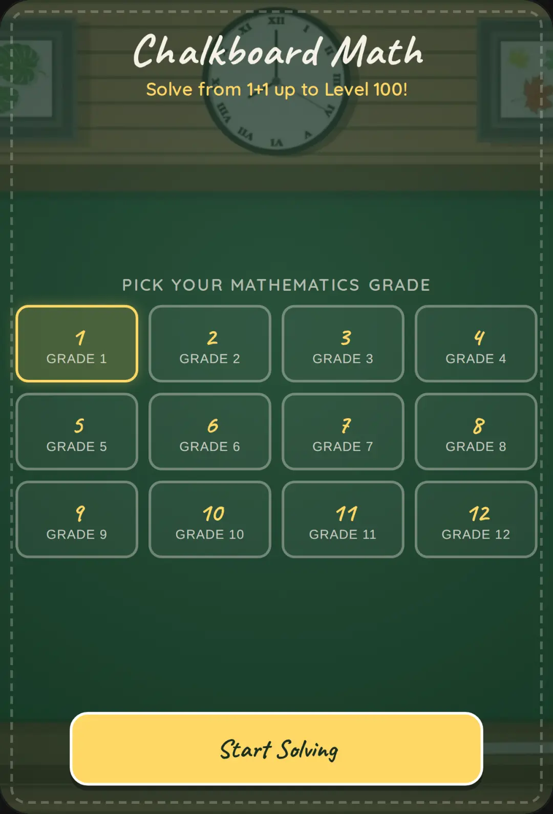 Chalkboard Math (grade 1-12) cover