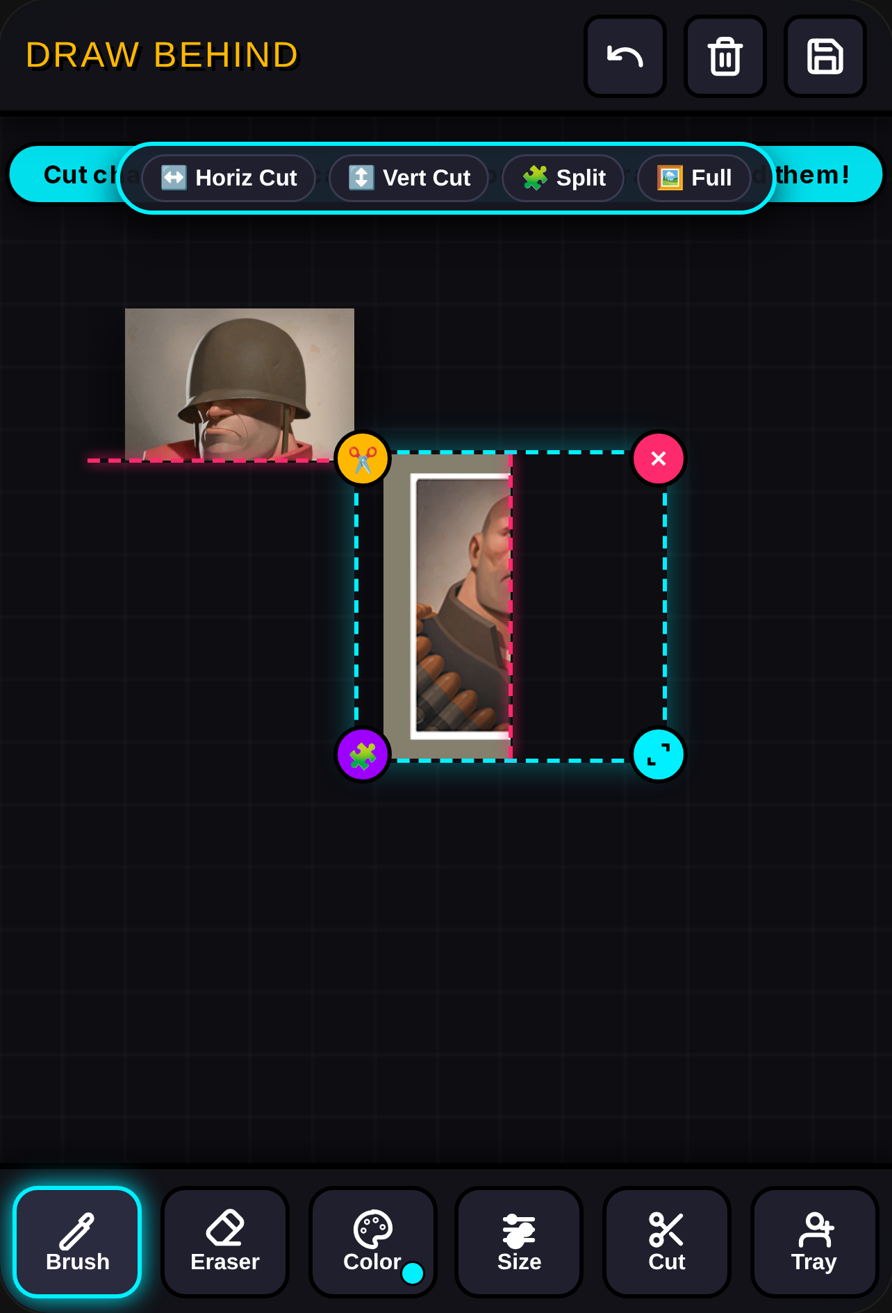 (Tf2 style)Behind The Canvas - Cut Vertically or Horizontally
