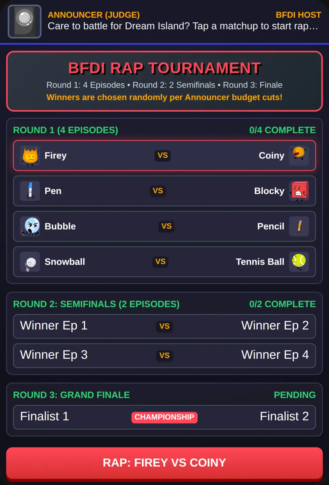 BFDI Rap Battles: FNF Tournament cover