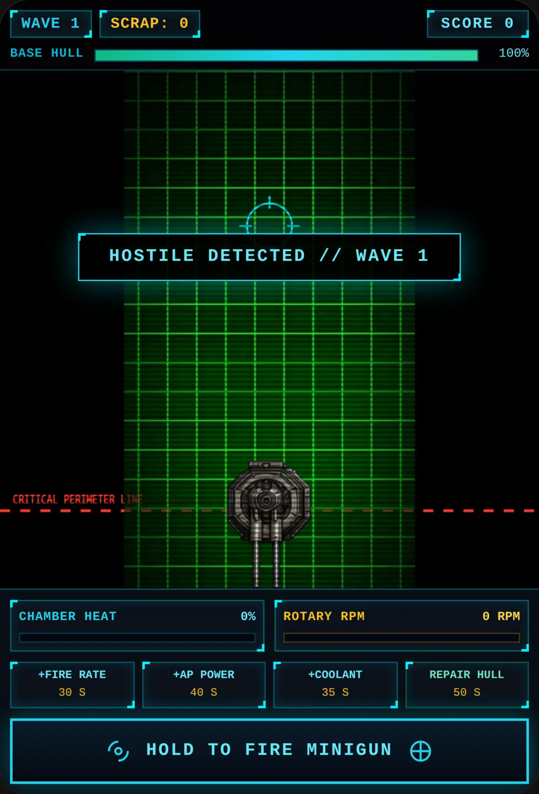 Minigun Defense HUD cover