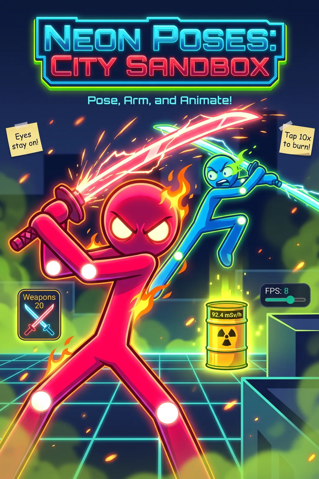 Neon Poses: City Sandbox update new version eyeballs now stay there #new