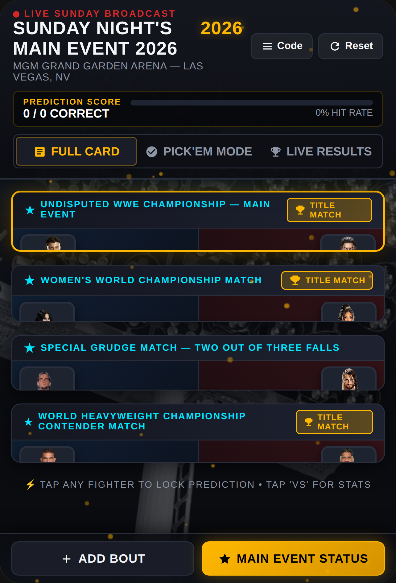 Sunday Night's Main Event 2026 cover