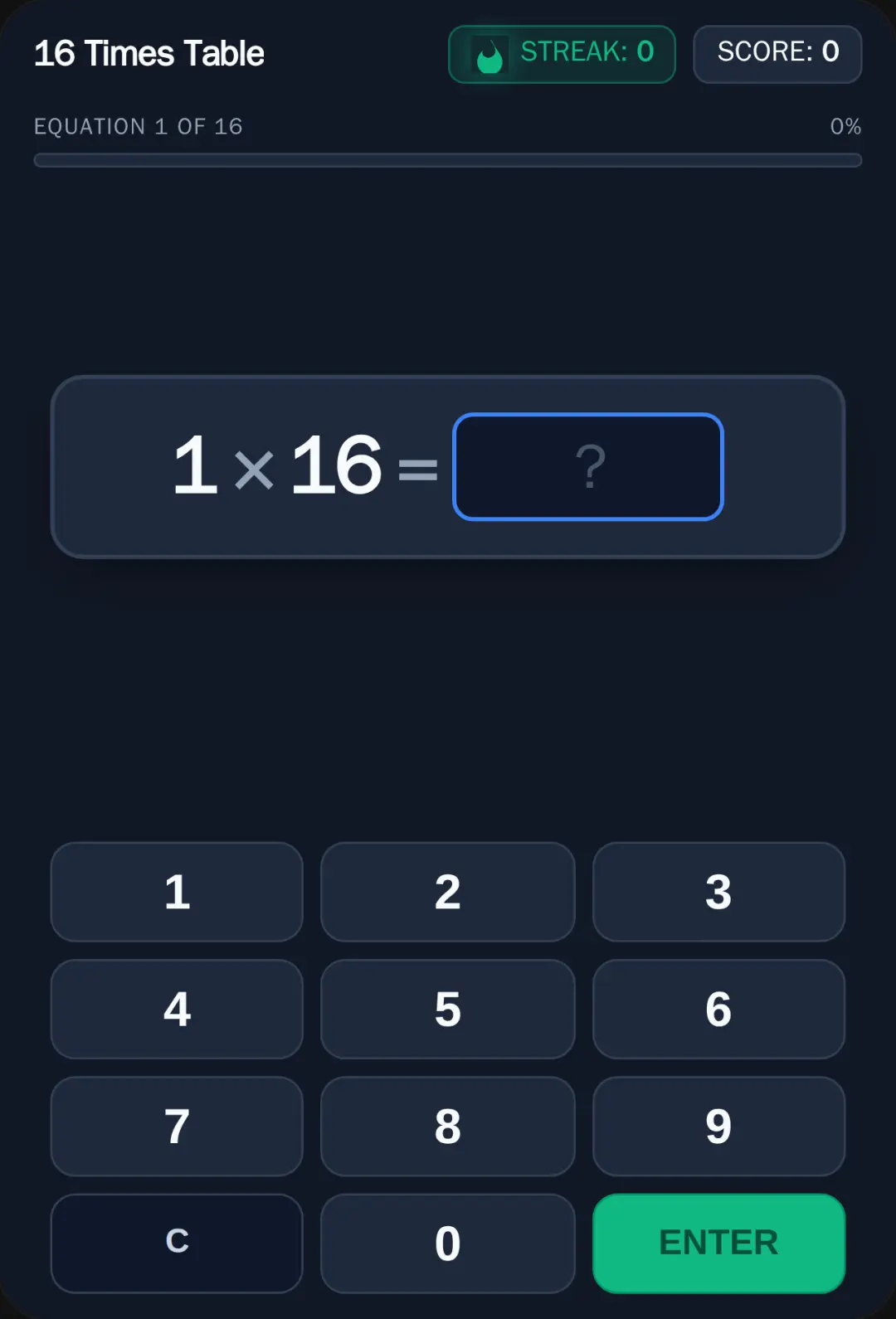 16 Times Table cover