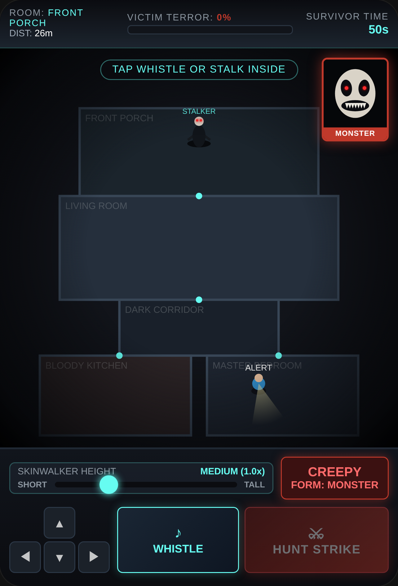 Skinwalker Stalker: The Whistling Woods hey guys all I gotta say is whoever don't want to get started or nothing or don't like hearing scary stuff and not it's a scary stuff then don't play this game or if you want to you can cover