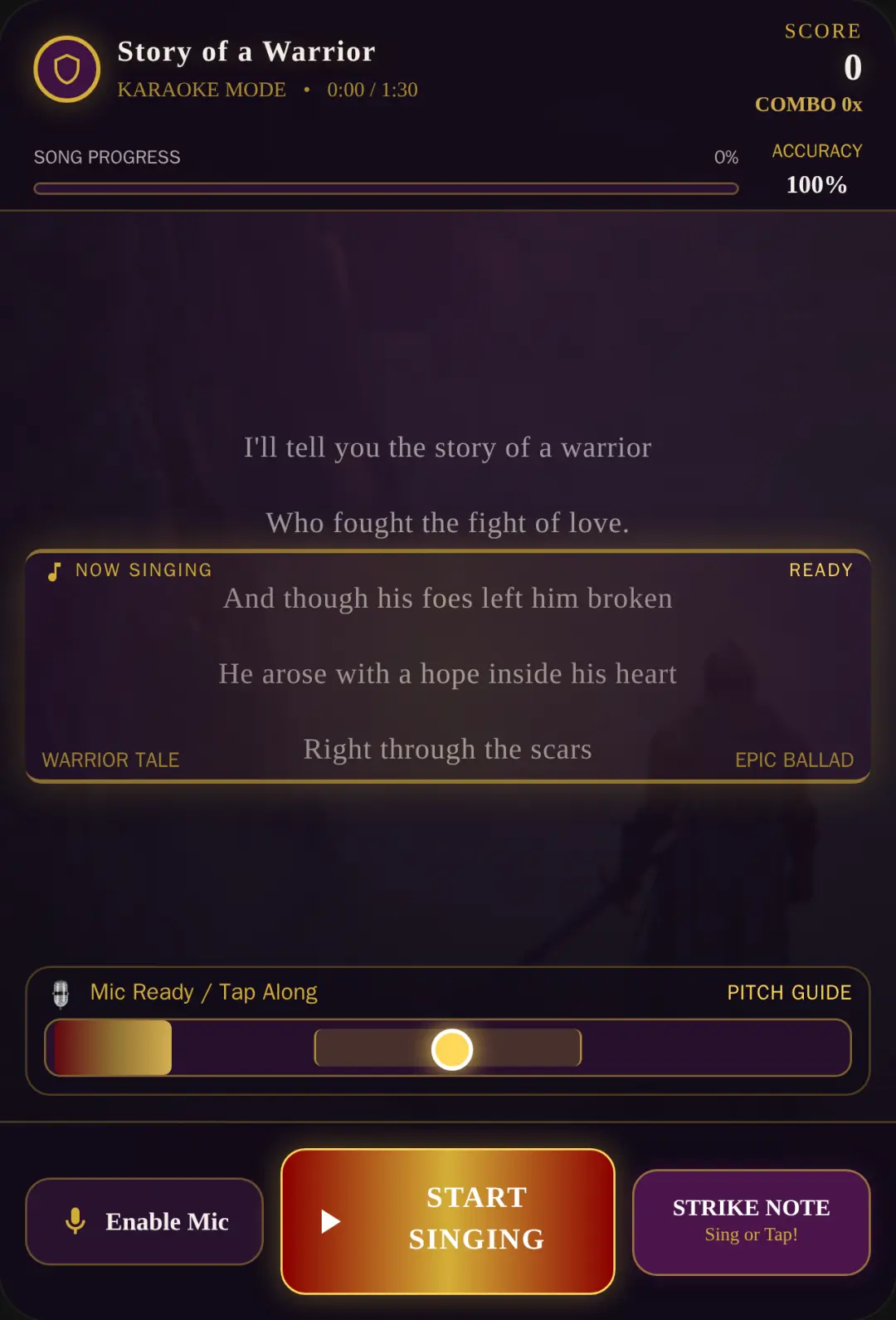 Story of a Warrior — Karaoke Rhythm Game cover