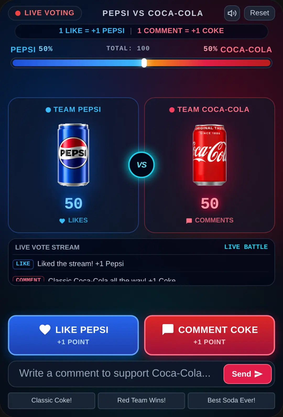Pepsi vs Coca-Cola: Live Vote Battle cover