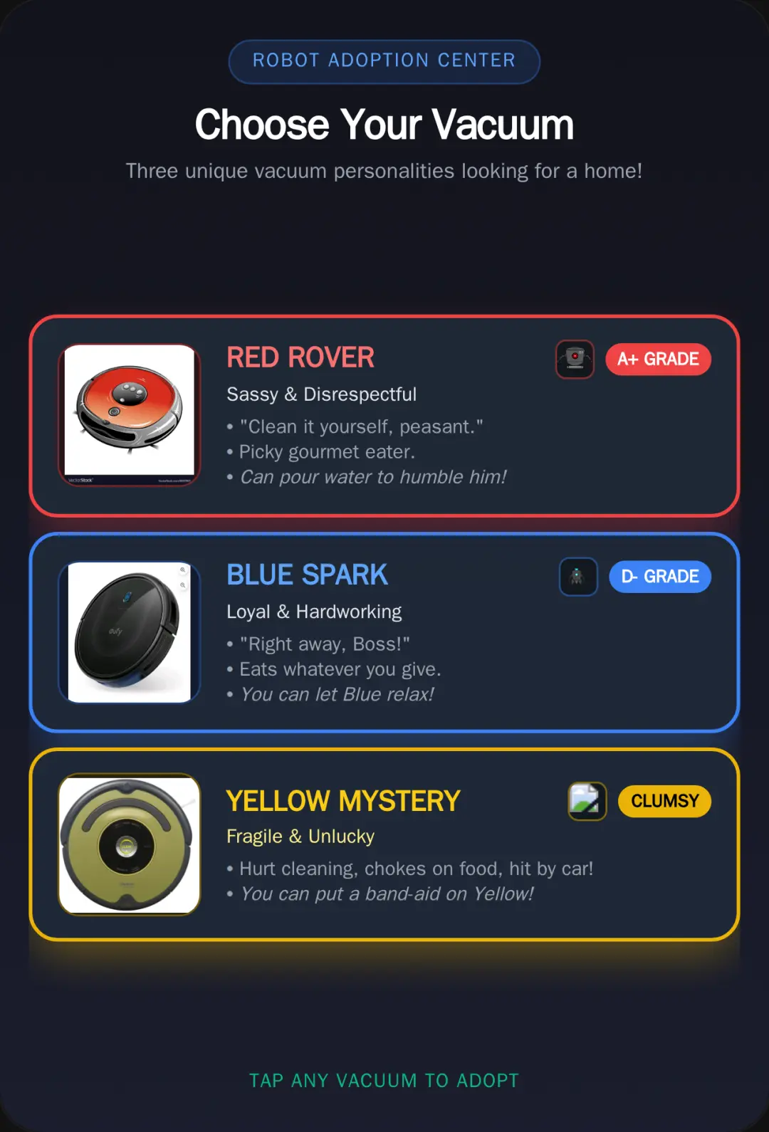 Adopt a Robot Vacuum cover