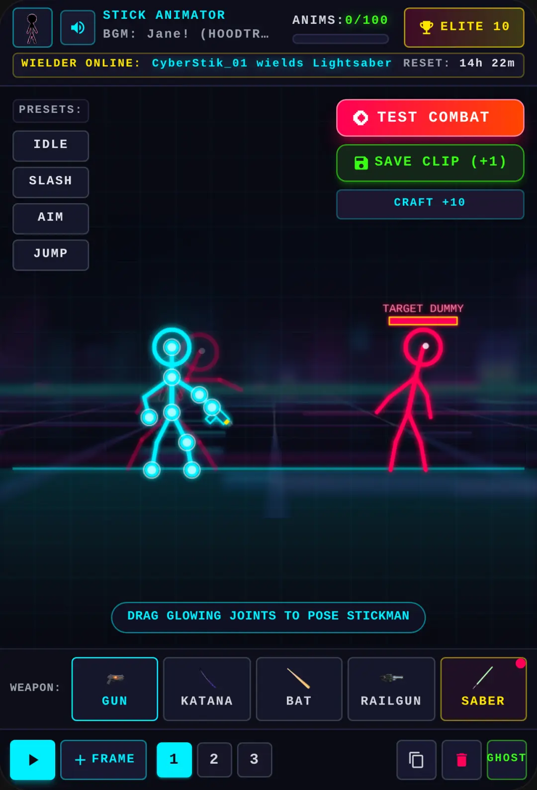 Stickman Animator - Neon Combat and Lightsaber cover