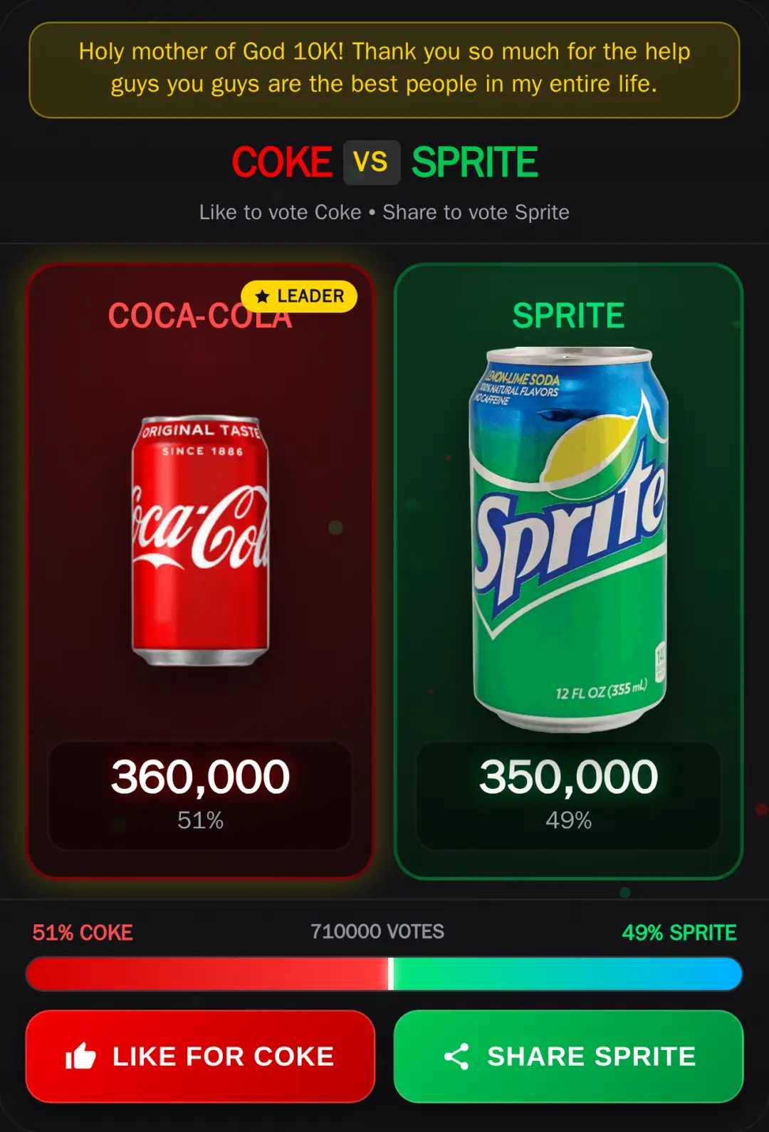 Coke vs Sprite - Vote Now cover
