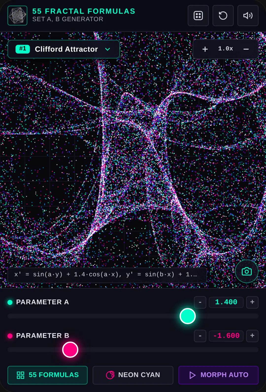 55 Fractal Formulas · Parameter Explorer cover