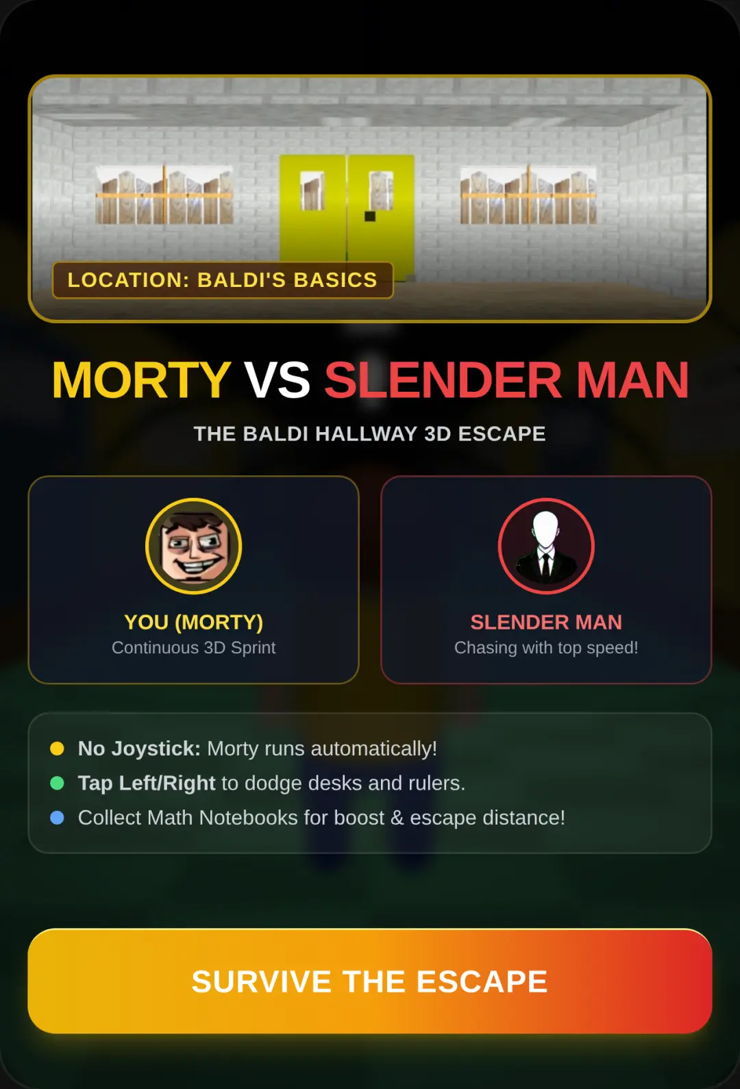 Morty vs Slender Man: The Baldi Hallway Escape cover