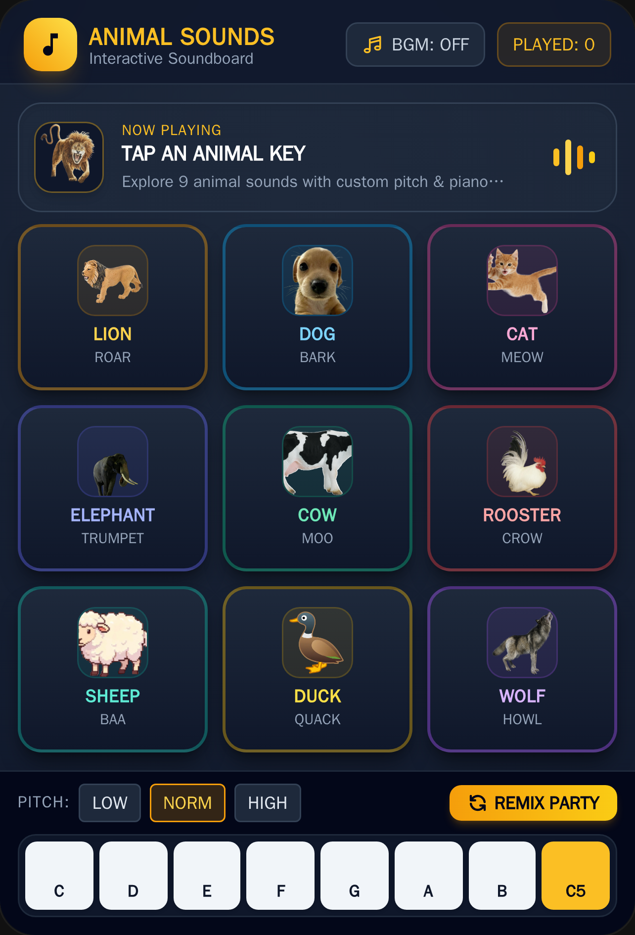 Animals Sounds Keyboard cover