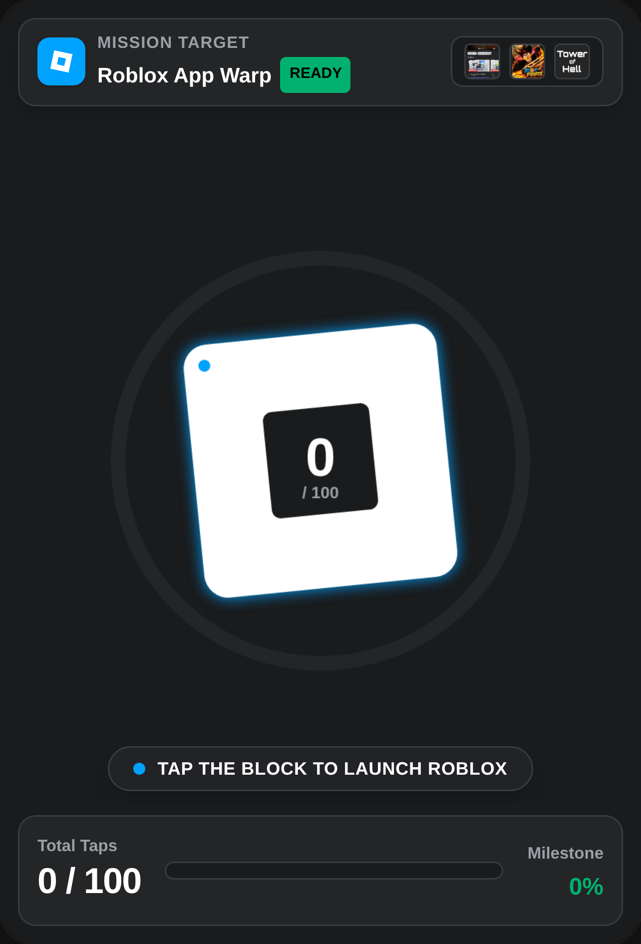 Roblox 100 Tap Warp cover