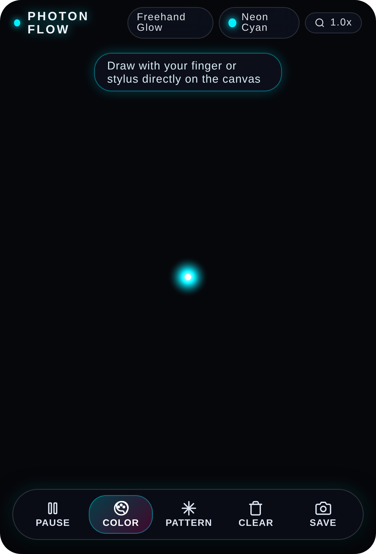 Photon Flow — Luminous Generative Sandbox Double tap to change the colour if you only change the pattern 1 and 2 and 3 display on there cover