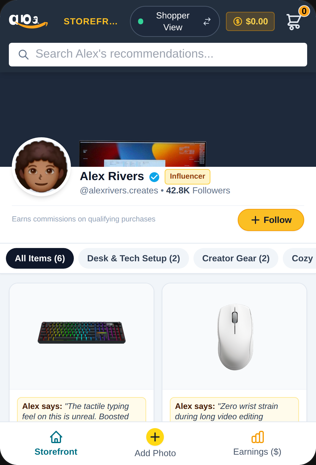 Amazon Influencer Storefront cover