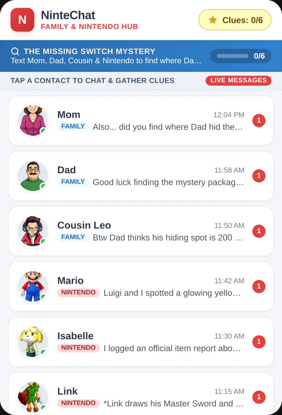 NinteChat - Family & Nintendo Clue Chat cover