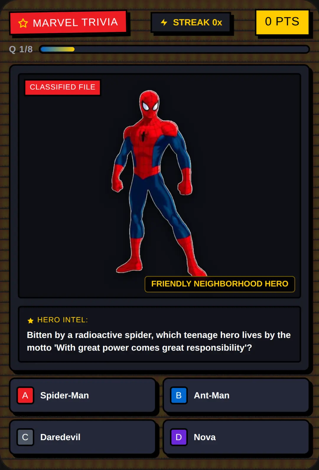 Marvel Superhero Trivia cover